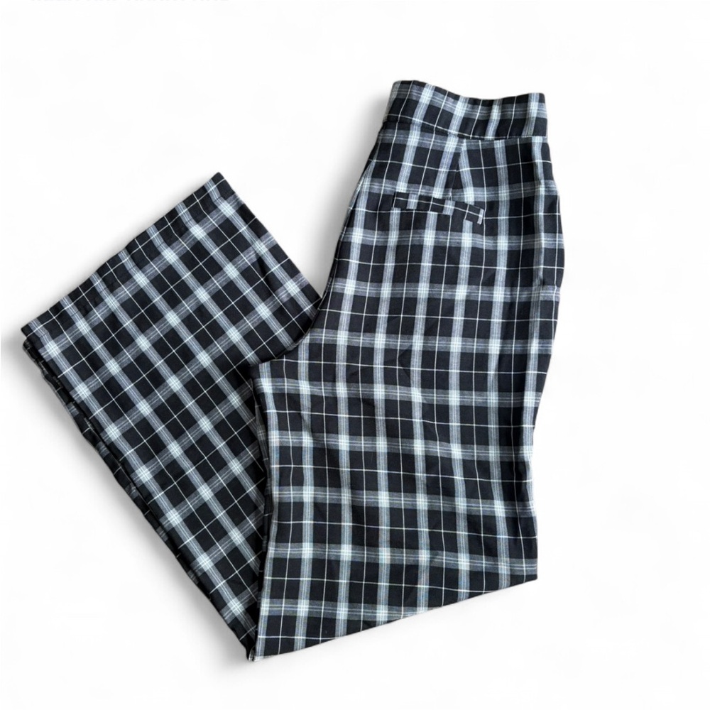 Unique Vintage Black and White Plaid Wide Leg Pants
